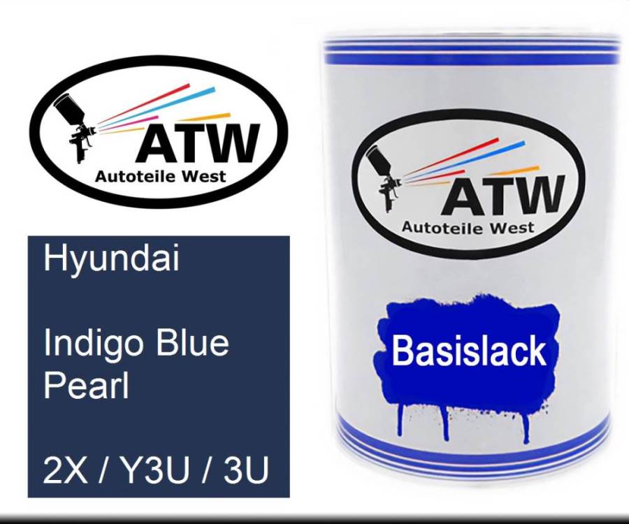 Hyundai, Indigo Blue Pearl, 2X / Y3U / 3U: 500ml Lackdose, von ATW Autoteile West.